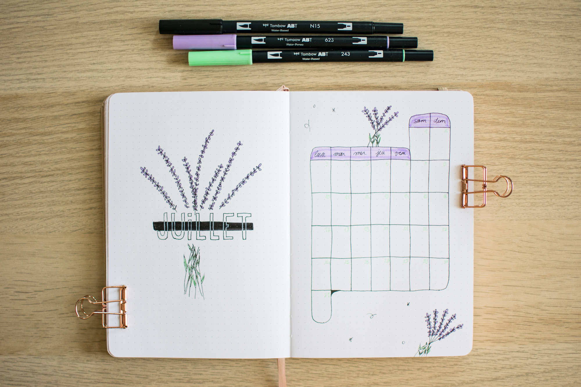 Bullet journal juillet : des idées de mise en page - Perles & Co